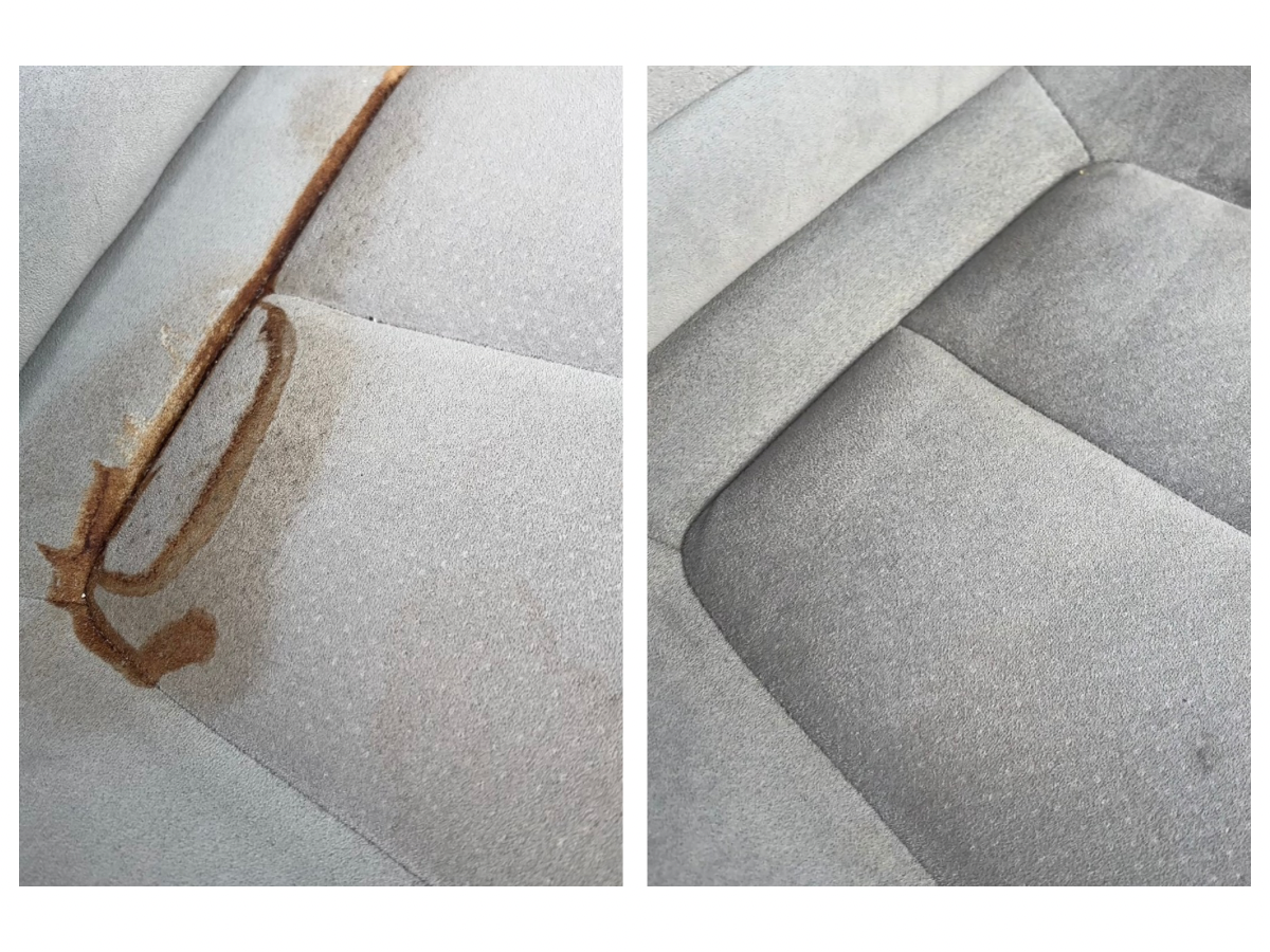 Stain removal before and after.